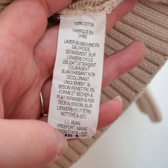 LL Bean Turtle Neck Cable Knit Womens Pullover Sweater Size M Medium Cream Ivory - Picture 7 of 8